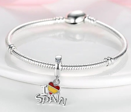 Charm Amo España En Plata De Ley 925 (Modello Pandora)