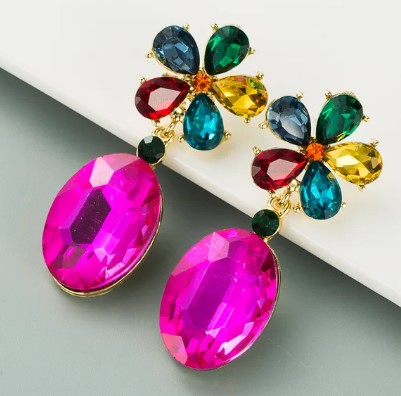 Joyería fucsia de circón de fiesta