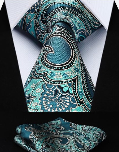 HISDERN Conjunto de corbata y bolsillo con pañuelo de boda floral Paisley para hombre