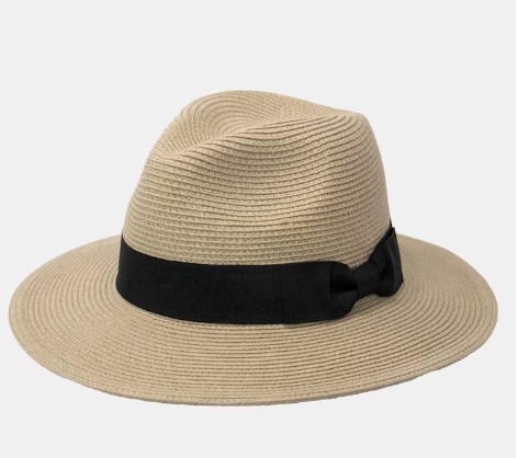 ILLUMS Sombrero fedora con protección solar en natural con cinta en negro