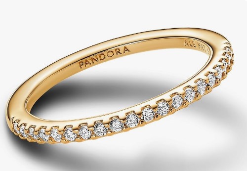 PANDORA Timeless Anillo chapado en oro de 14 quilates con circonitas cúbicas transparentes