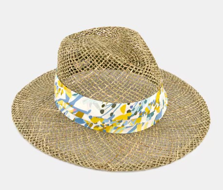 Sombrero fedora de paja en natural con cinta multicolor