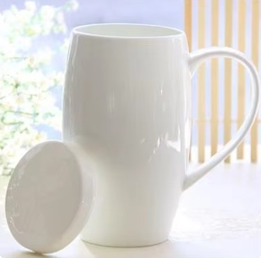 Taza mugga de porcelana de hueso, termo con tapa de porcelana blanca lisa, taza de té grande con tapa, taza de cerveza, diseño de vientre divertido, 720ML