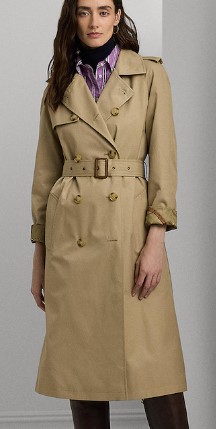 Gabardina de mujer con cinturón y doble botonadura Ralph Lauren