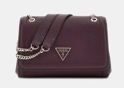 Bolso GUESS acabado saffiano con asa de cadena doble