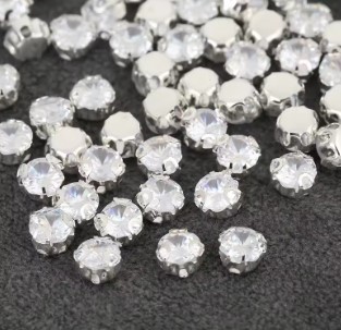 PEESOM-diamantes de imitación de circón de cristal cosido con garra de plata de cobre 3D