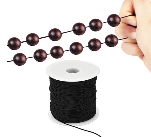 PERFETSELL 100 m Hilo Elastico Negro para Pulseras y Coser Hilo Elastico Pulseras Cordon Elastico 1mm de Diamétro Hilo Elástico Redonda 1mm para Hacer Pulseras Costura Manualidades DIY Abalorios