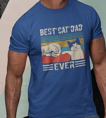 Camiseta Estampada para Hombre Choque De Puños del Mejor Padre De Gatos – Best Cat Dad Ever Fist Bump