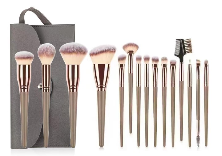 YPYMOD 15 Piezas Brochas de Maquillaje Profesional, Pinceles Maquillaje para Cara y Ojos, Pinceles Sintéticos para Correctores en Polvo de Base Blush Eyeshadow con Bolsa de Cosméticos