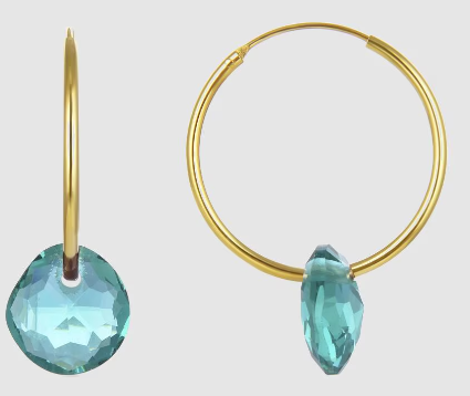 LUXENTER Pendientes Atelier acabado en oro de 18k con cuarzo hidrotermal verde