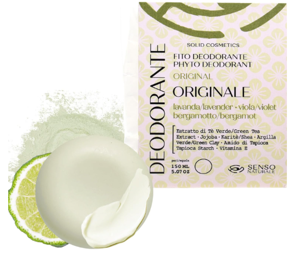 Desodorante Sólido Natural ORIGINAL con almidón de tapioca orgánico extracto de té verde lavanda bergamota sin sales de aluminio sin bicarbonato vegano
