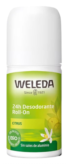 Weleda - Desodorante Roll-On de Citrus, 24h de Protección, Unisex, 100% Natural, Sin Sales de Aluminio, con Aroma Cítrico, Vegano - 50 ml